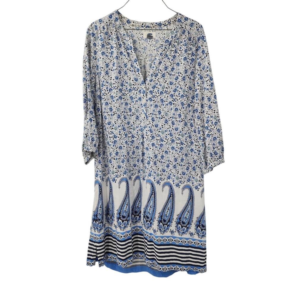 OLD NAVY Blue Floral Dress Womens Size Large L Spring Summer
